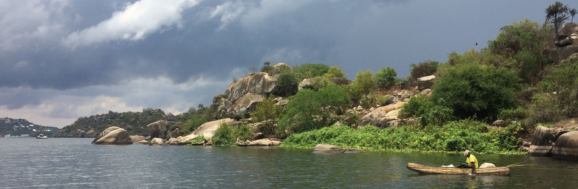 Lake view with rocky shore